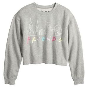 FRIENDS The TV Series Cityscape Cropped Heather Grey Fleece Crewneck Size Small